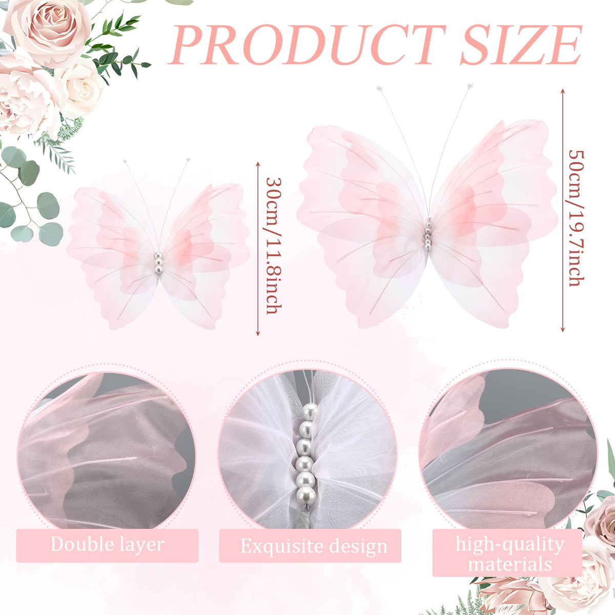 Geelin gradient pink giant butterfly ready to hang from ceiling