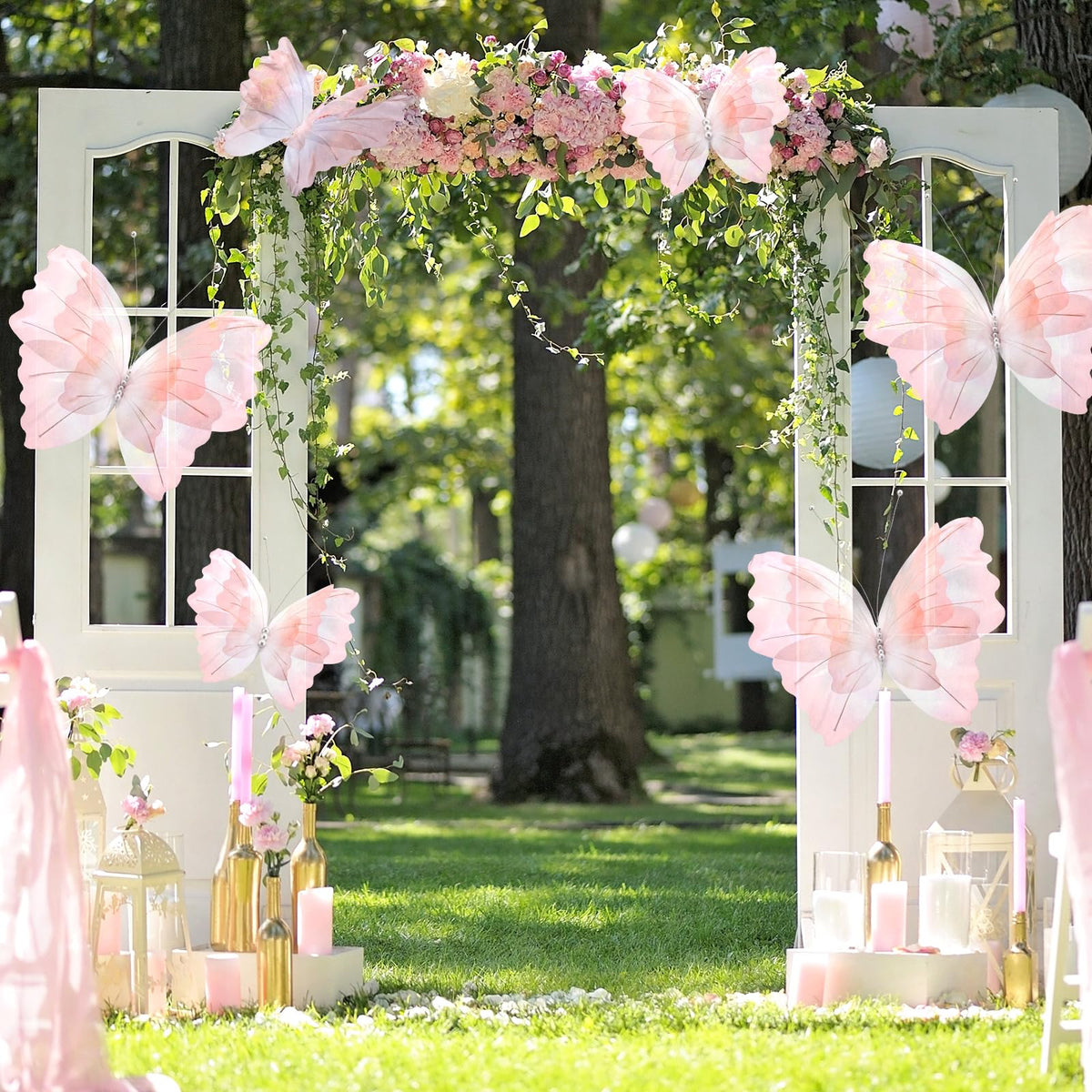 Geelin gradient pink giant butterfly 50 cm decor for wedding backdrop