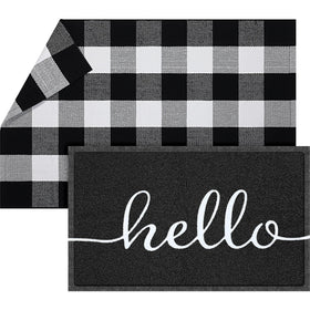 Geelin hello doormat greets guests at the entry with inviting charm