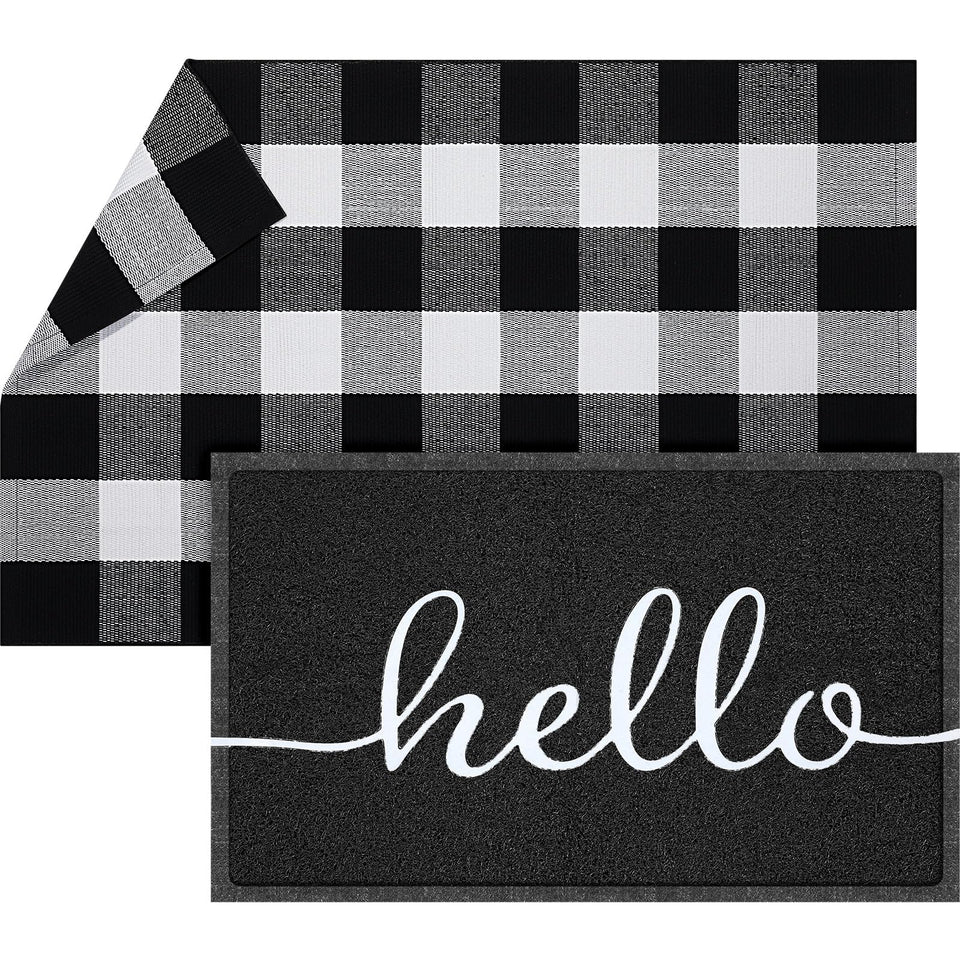 Geelin hello doormat greets guests at the entry with inviting charm