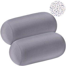 Geelin microbead roll pillow in grey provides neck support for travel and home.