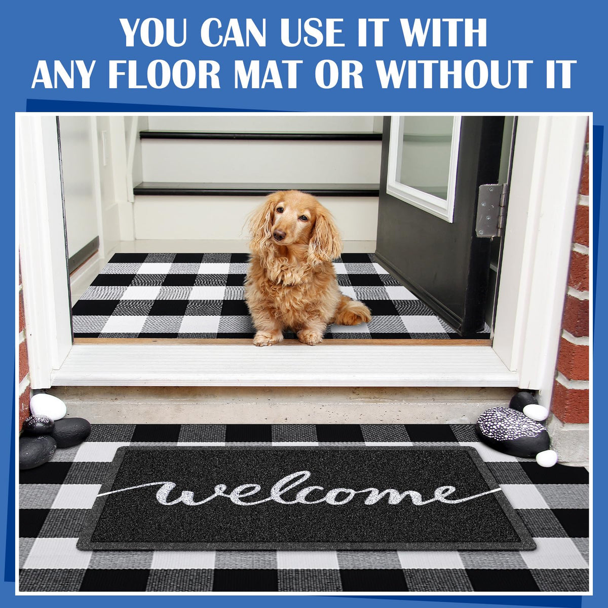 Geelin non-slip backing helps keep the front mat in place on flat floors.