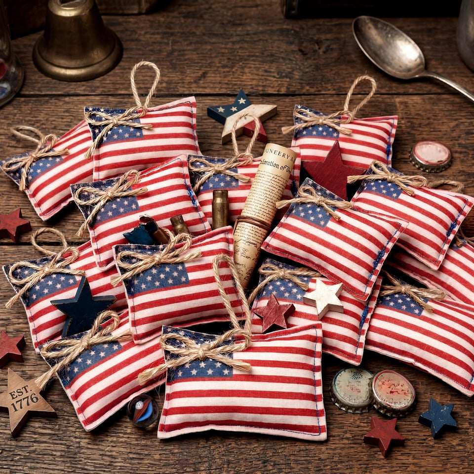 Geelin patriotic ornament, USA flag design, ideal for 4th of July displays.