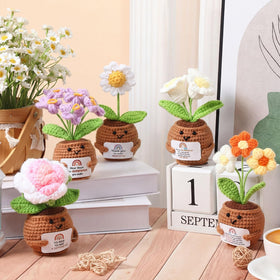 Geelin rose and daisy crochet pot with inspirational card