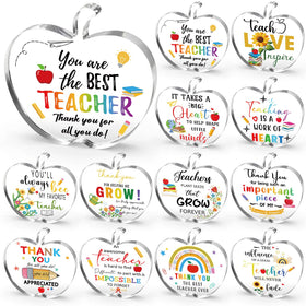 Geelin apple-shaped acrylic plaque for teacher appreciation, durable desk display