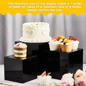 Geetery dessert-table display stands in black acrylic elevate treats with multi-height options.