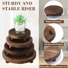 Geetery round wooden stand detail complements rustic decor and secure placement