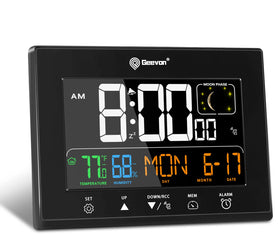 Geevon digital atomic alarm clock with 6-inch VA display for clear bedside visibility.