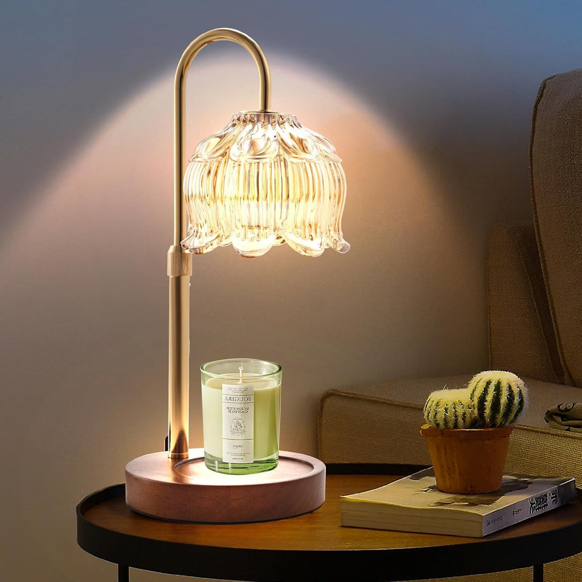 GEEZO fragrance candle warmer lamp with frosted metal finish for elegant home decor.