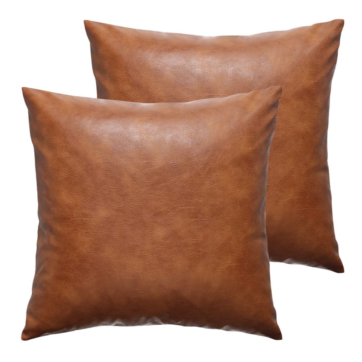 GEGELICA faux leather throw pillow cover 18x18 brown front view adds stylish texture to your sofa.