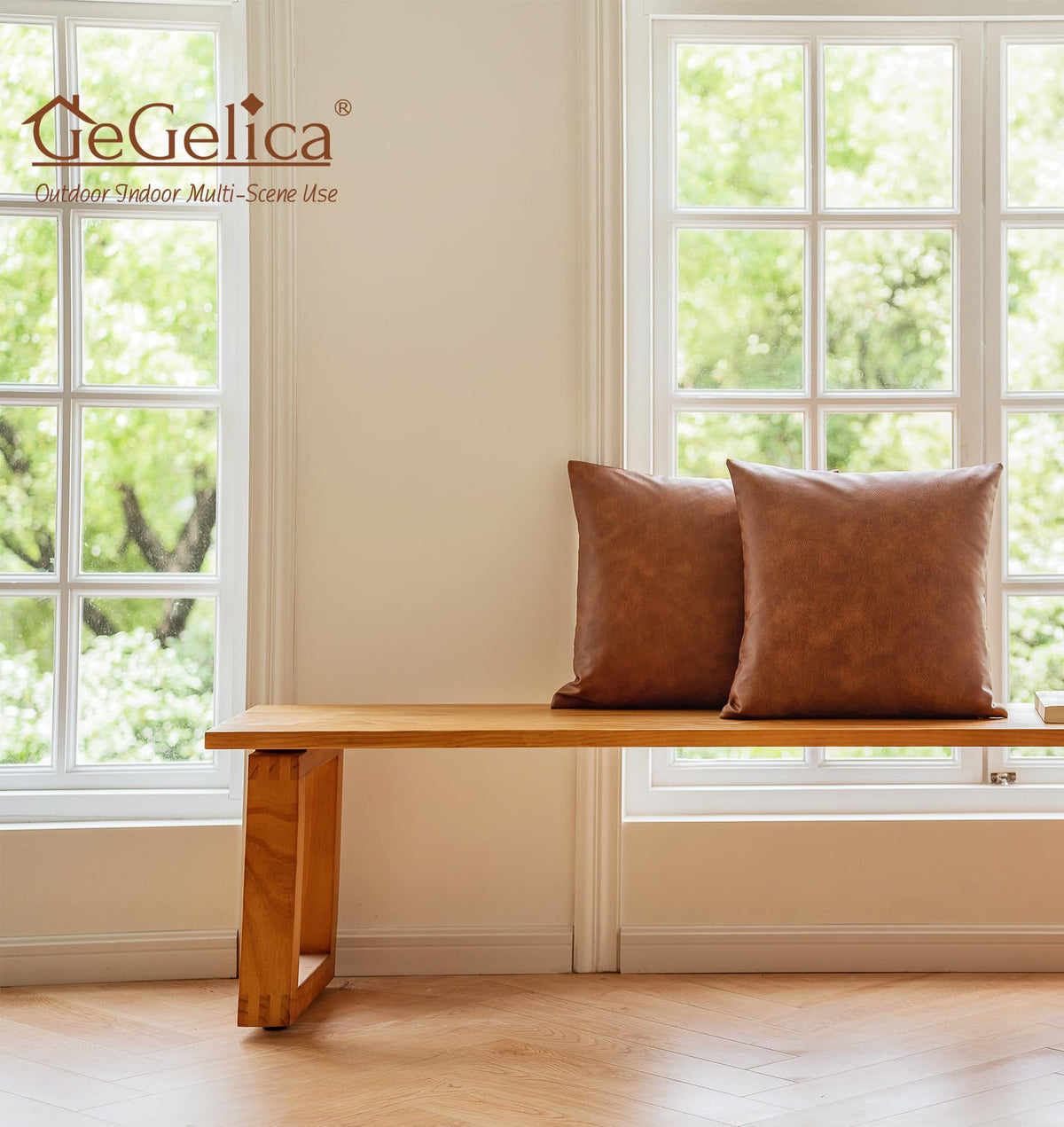 GEGELICA faux leather throw pillow cover 18x18 brown living room styling ideas.
