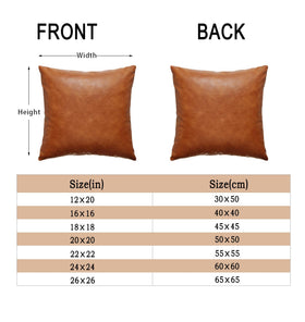 GEGELICA faux leather throw pillow cover 18x18 brown on sofa enhances cozy living room style.