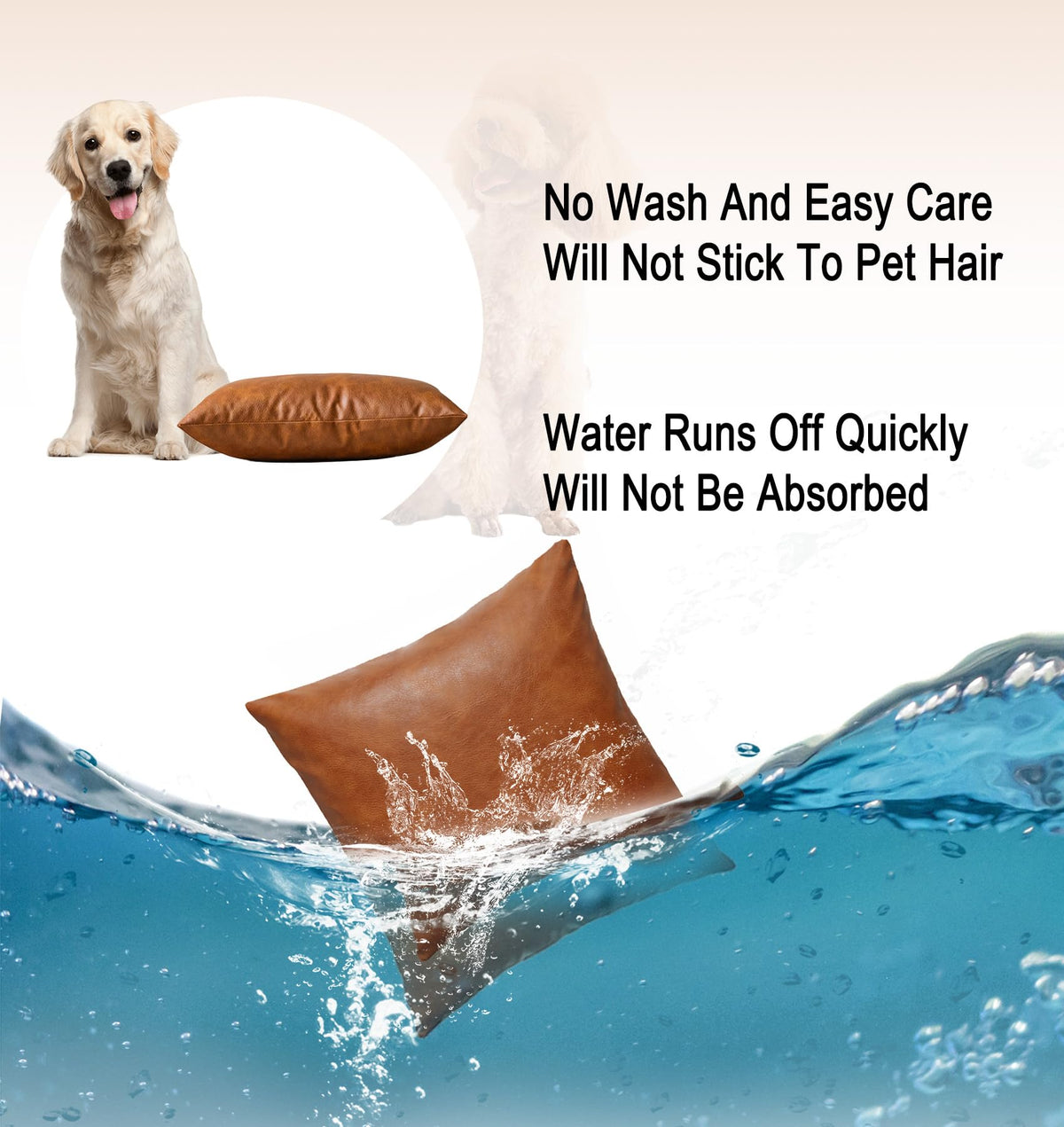 GEGELICA faux leather throw pillow cover 18x18 brown outdoor setup complements porch seating.