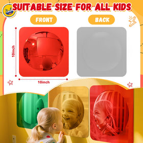 Geiserailie acrylic sensory mirror closeup displaying distorted reflections for creative play.