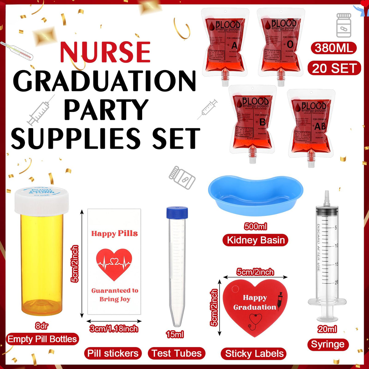 Geiserailie empty pill bottles brighten table decor and hold small treats.