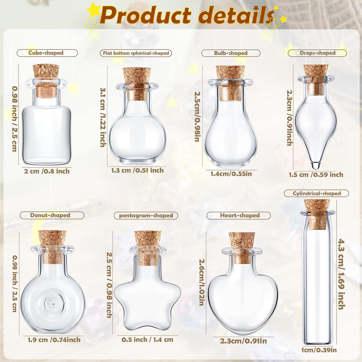 Geiserailie teardrop mini glass bottle with cork, ideal for tiny perfume samples or notes.