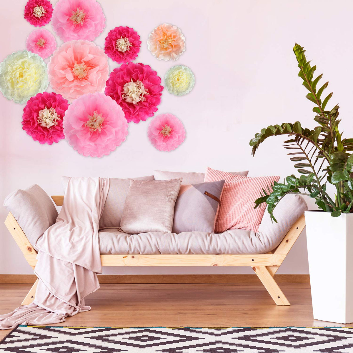 Gejoy colorful tissue flowers pack for versatile decorating options.