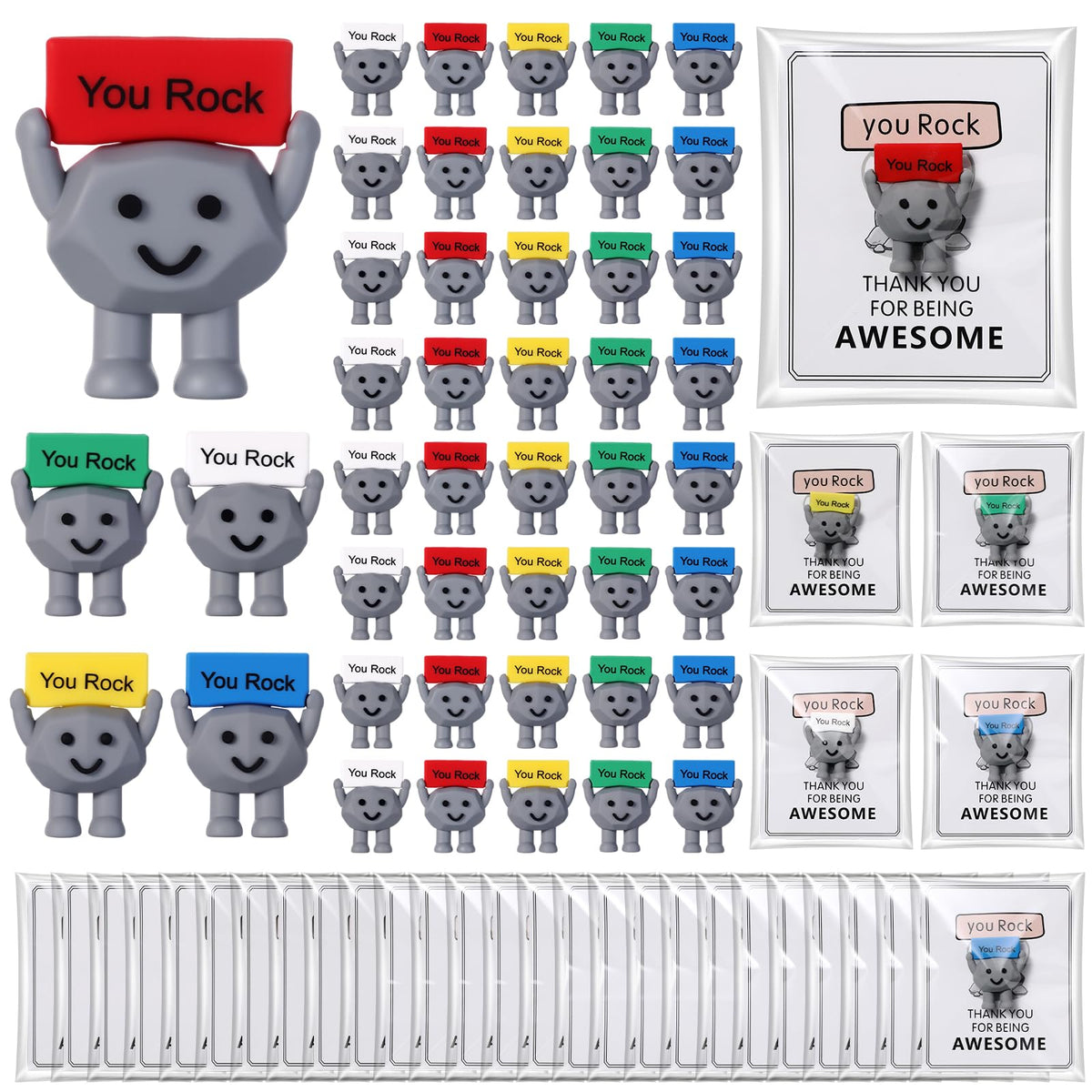 Gejoy mini rock figurines you rock with an inspirational card for colleagues.
