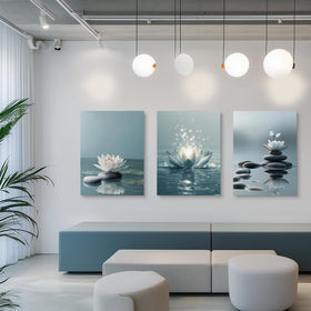 GELDSTEI Calm Zen canvas: lotus on stones for serene spa decor