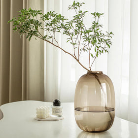GeLive brown glass vase front view, ideal as a centerpiece for tables.