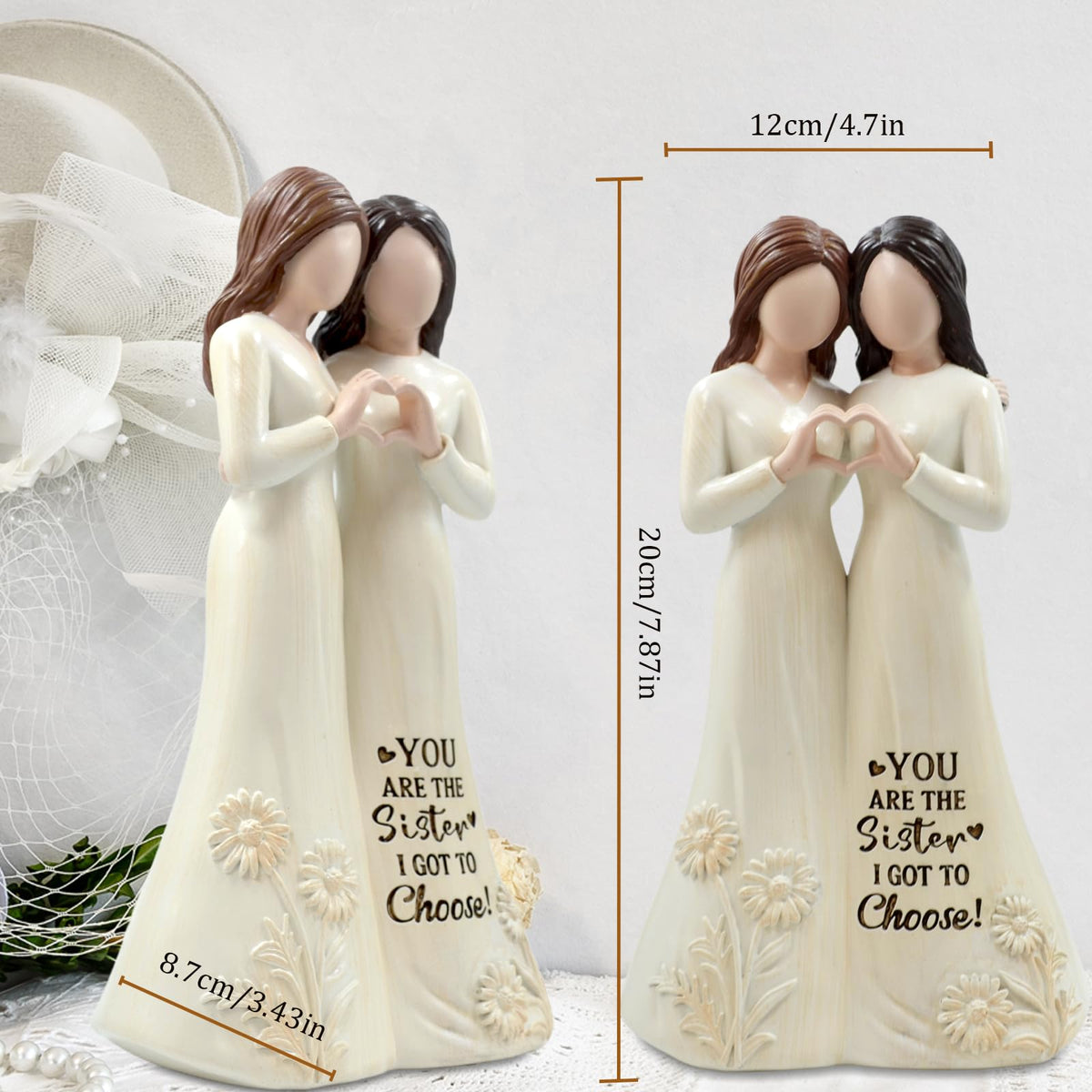 GemsLives engraved quote figurine features You Are the Sister I Got To Choose