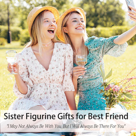 GemsLives bestie figurine with arms around each other, perfect for friendship.