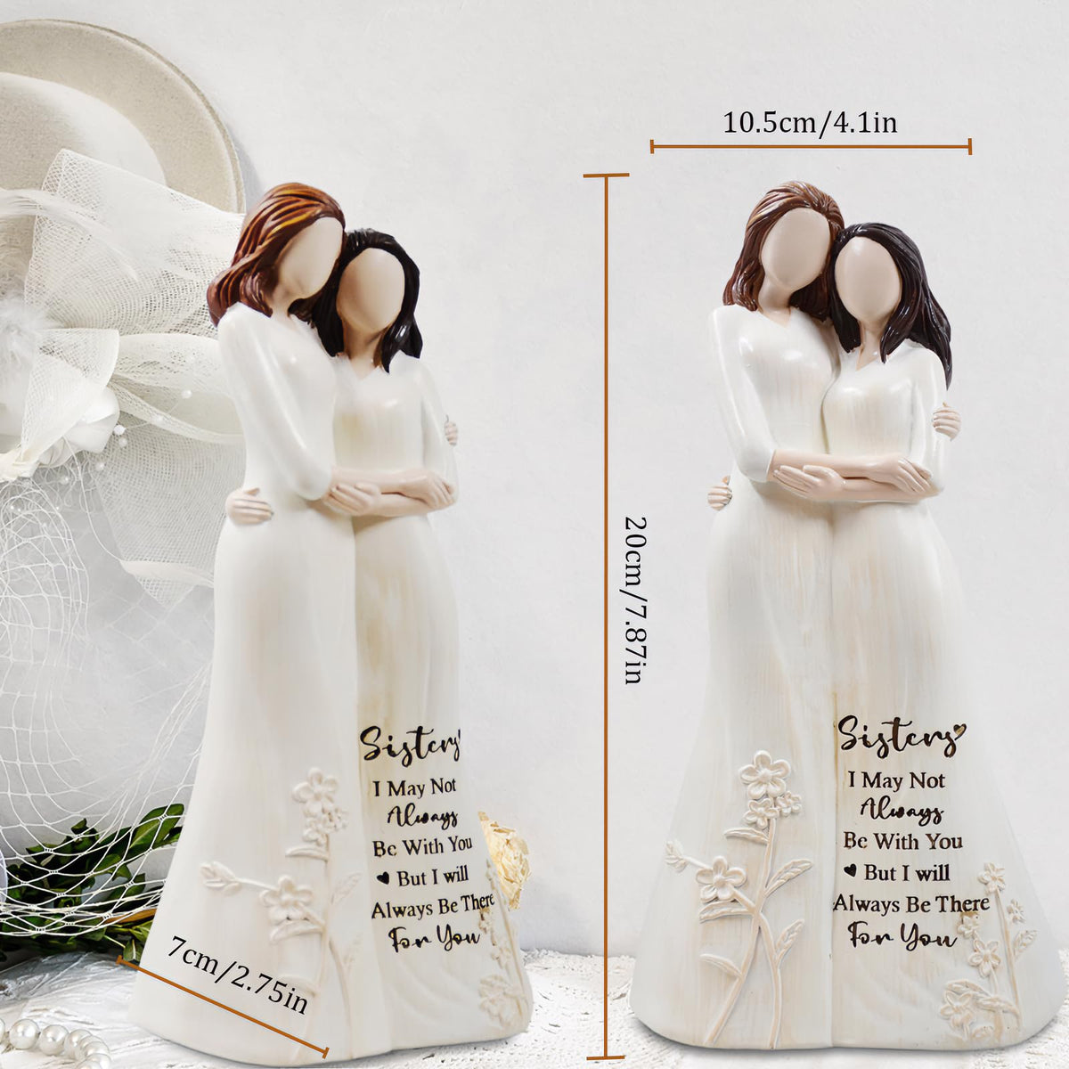 GemsLives resin figurine with detailed skirt embossing and floral motifs.