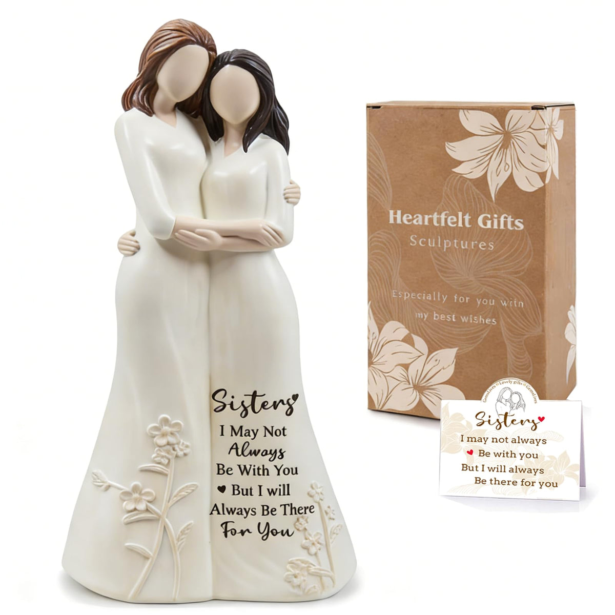 GemsLives sister figurine in a white dress, timeless keepsake of sisterhood.