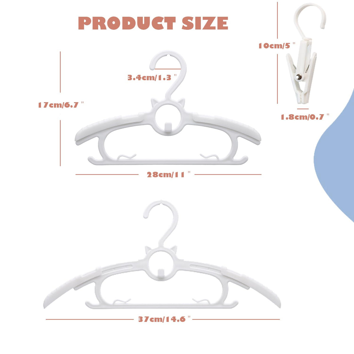 Gencuoir adjustable infant hangers from 11 to 14 inches fit growing wardrobes.