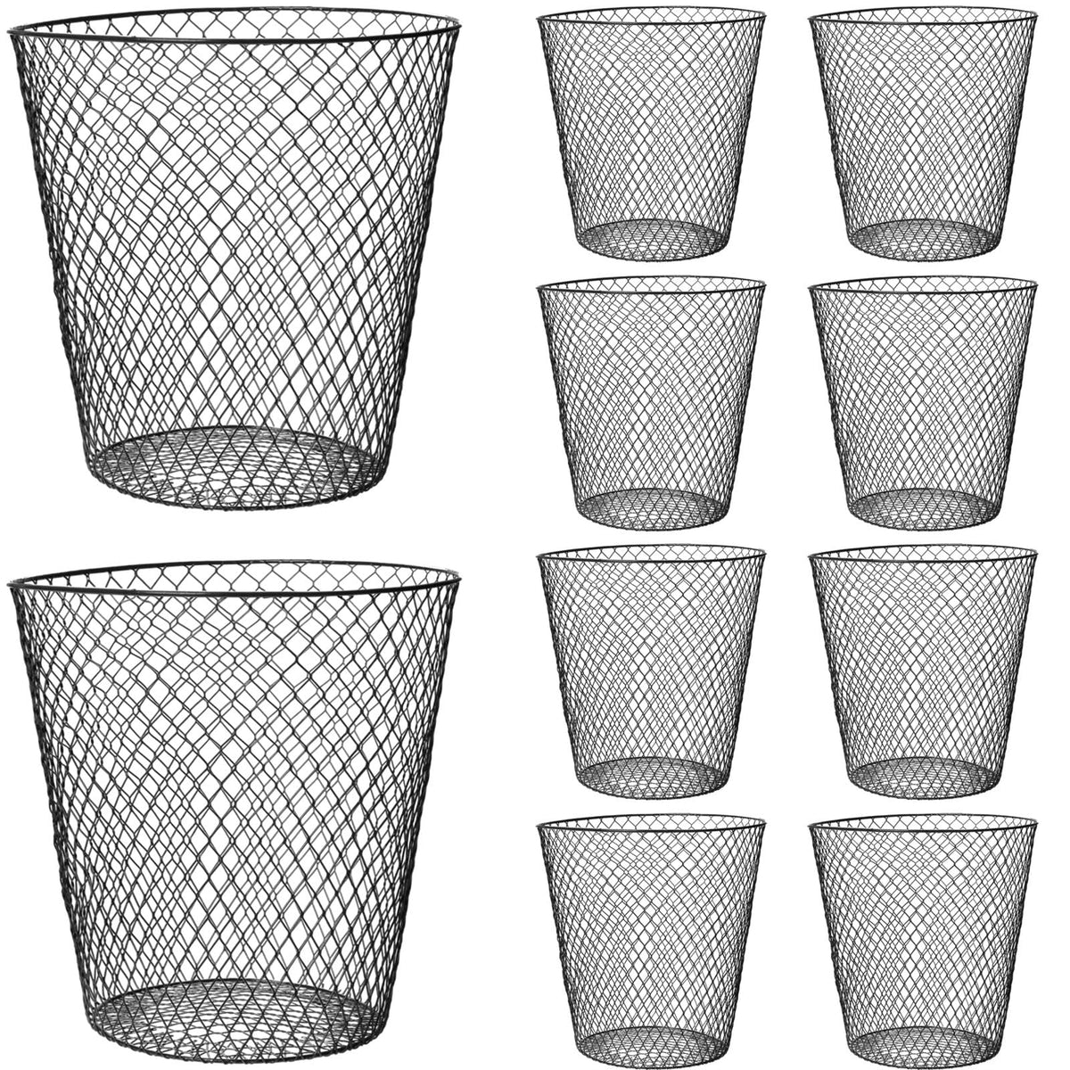 Generic 10-pack round waste basket with mesh design for ventilated trash storage