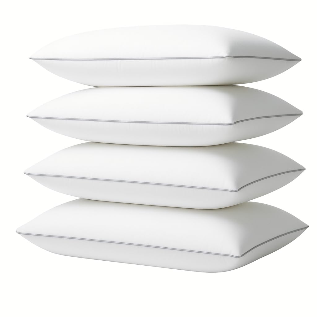 Generic 4-pack queen pillows provide plush-soft support for neck alignment.