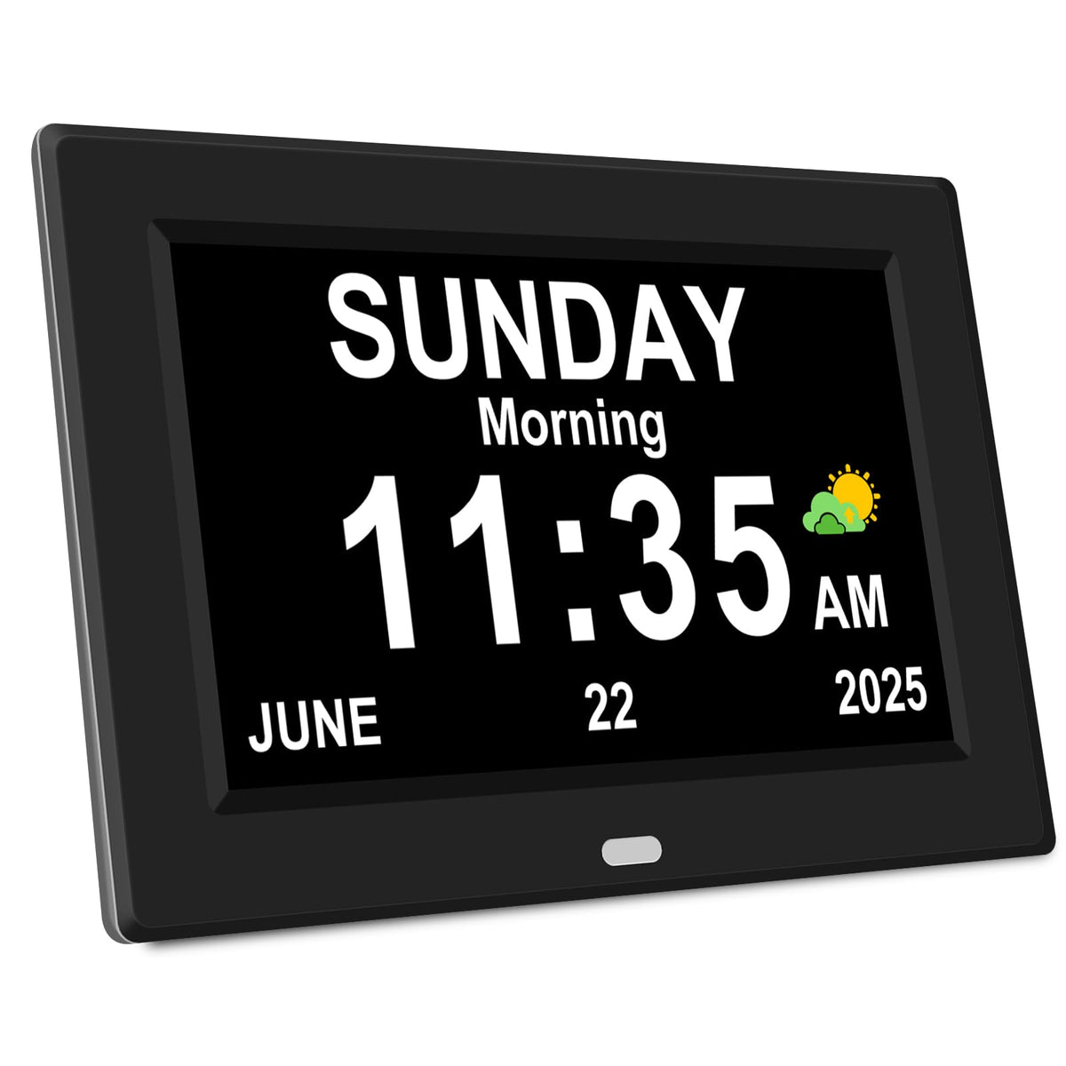 Generic 7-inch alarm clock in black with large display for easy readability.