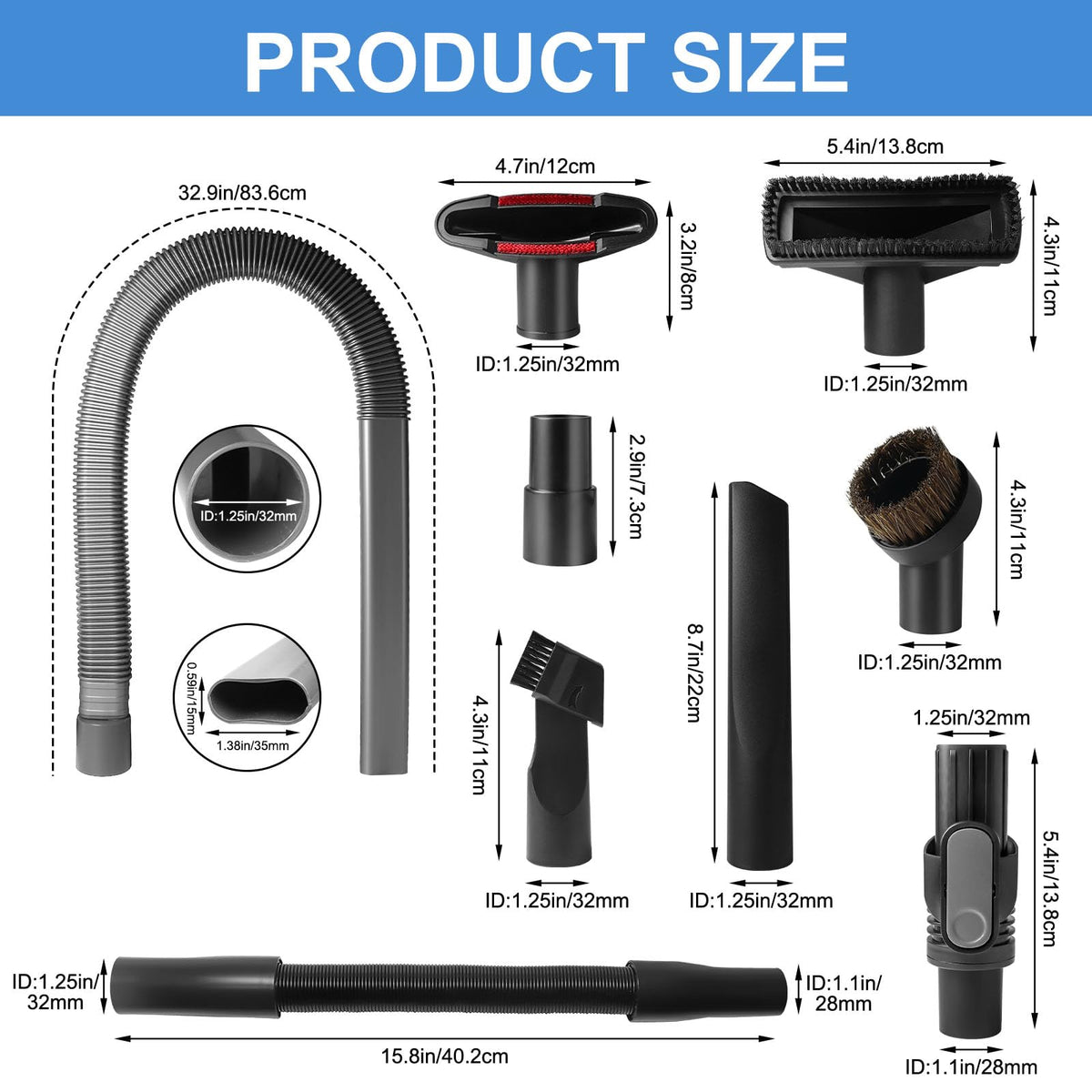 Generic ABS bundle with adapters offers durable, versatile cleaning tools