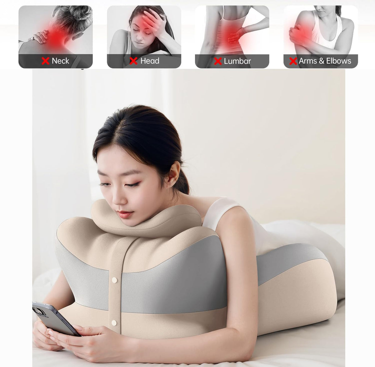 Generic Adjustable Intimacy Pillow placed in a living room for everyday use