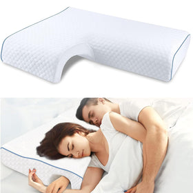Generic Arched Memory Cuddle Pillow with arm hole supports side sleeping comfort.