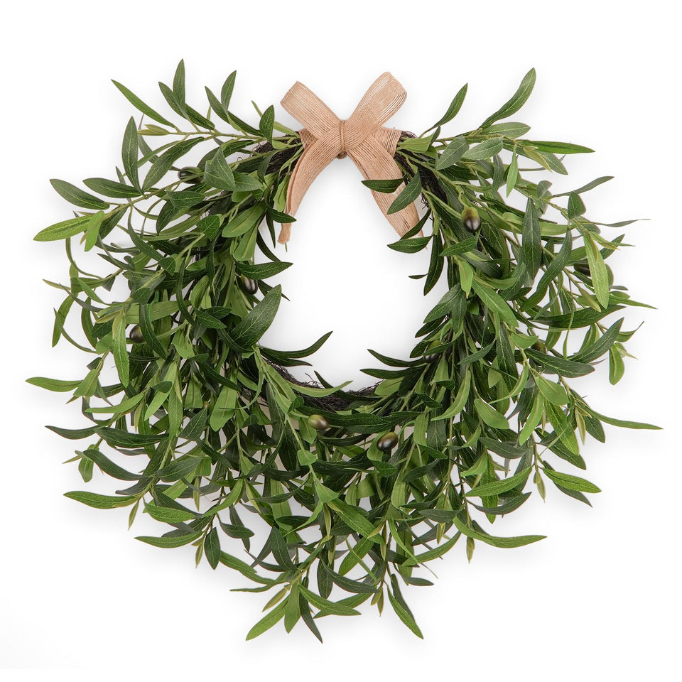 Generic artificial olive wreath front door 22in adds year-round curb appeal.