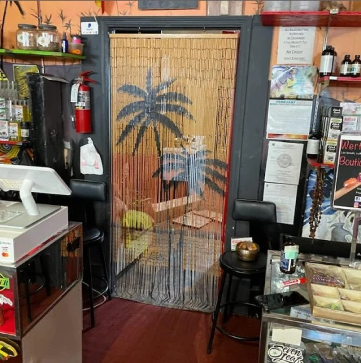 Generic Beaded Door Curtain serves as a playful room divider and airflow screen.