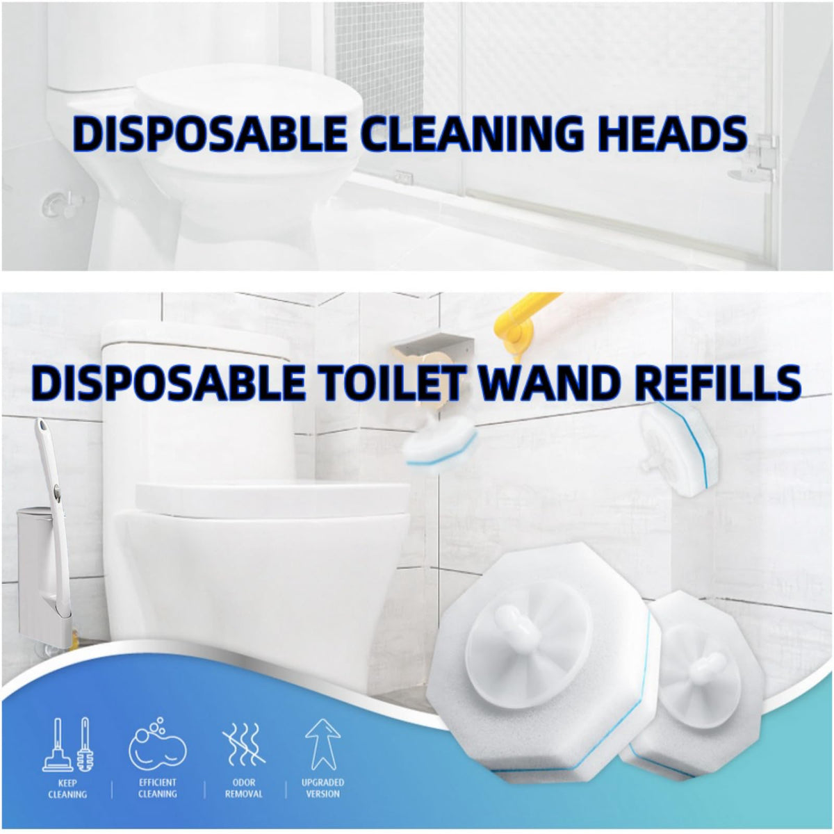 Generic bulk toilet wand refills stored compactly for quick replacement