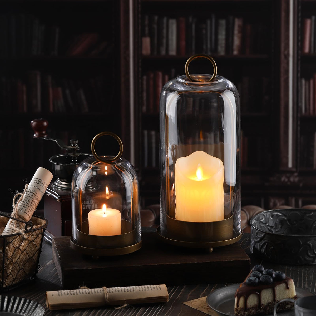 Generic hanging candle holder brass, view highlights wall-mount potential.