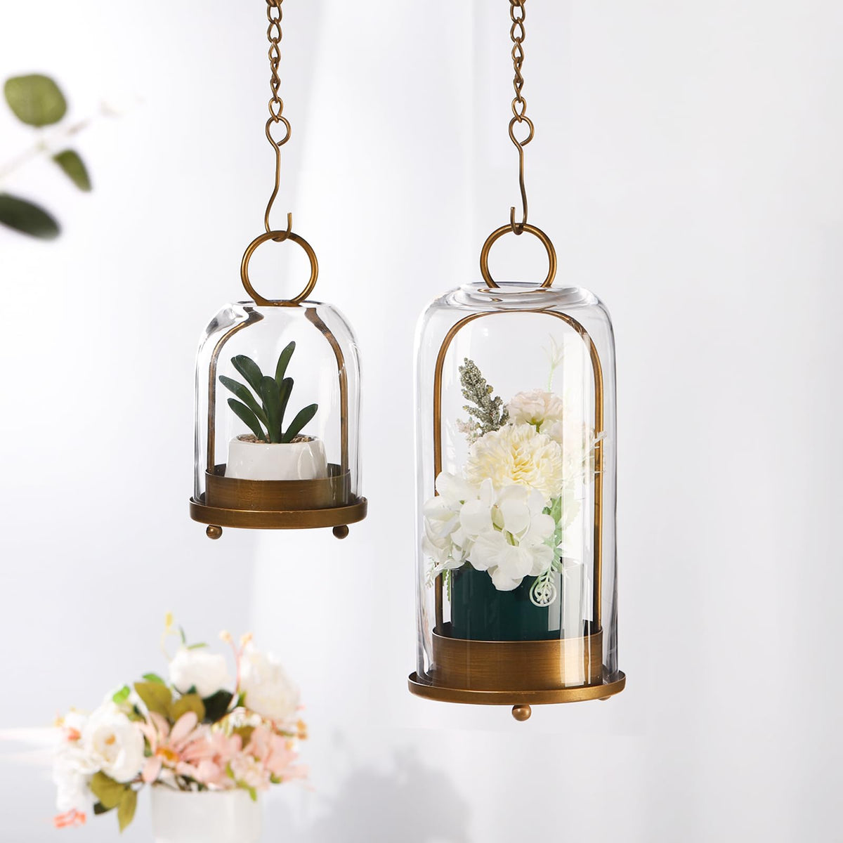Generic two-piece brass candle set on tabletop, versatile for decor updates.