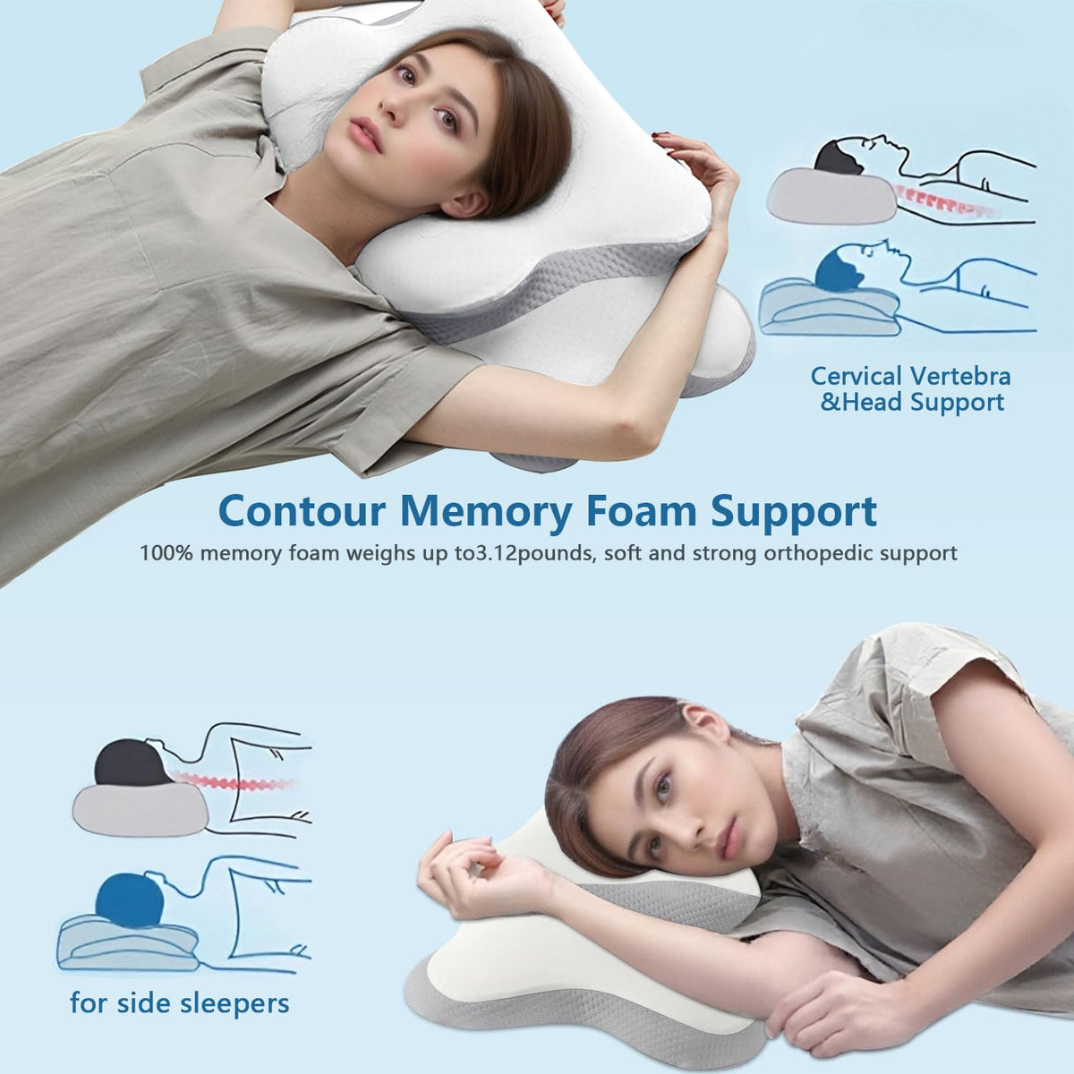 Generic cervical neck pillow breathable nine-hole surface promotes airflow for cooler nights