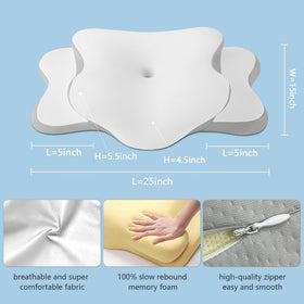 Generic cervical neck pillow dual-height loft adapts to back and side sleeping styles