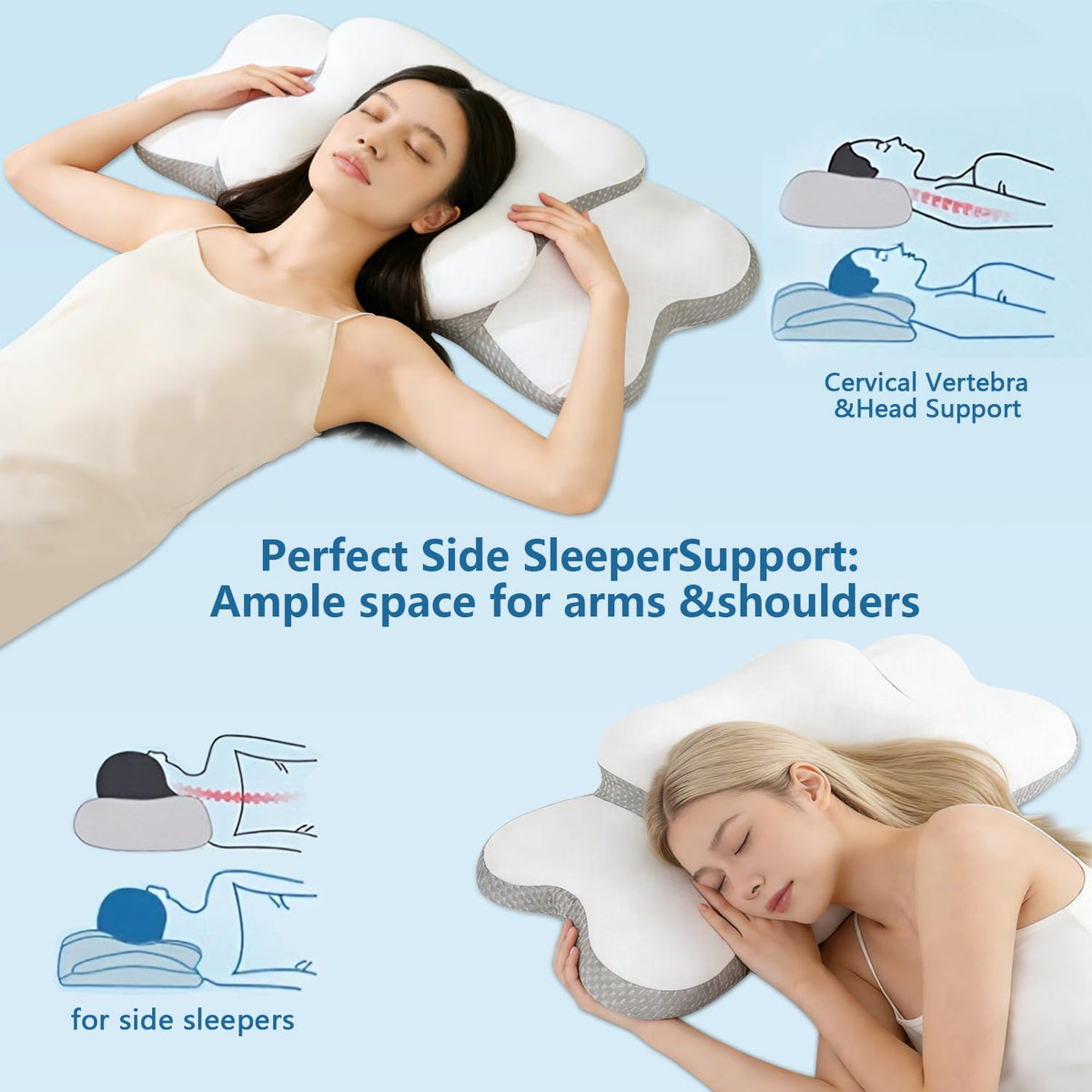 Generic Cervical Neck Pillow removable ice silk cover enables easy cleaning and cooling