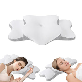 Generic Cervical Neck Pillow side sleeping view highlighting contour support for neck and shoulders