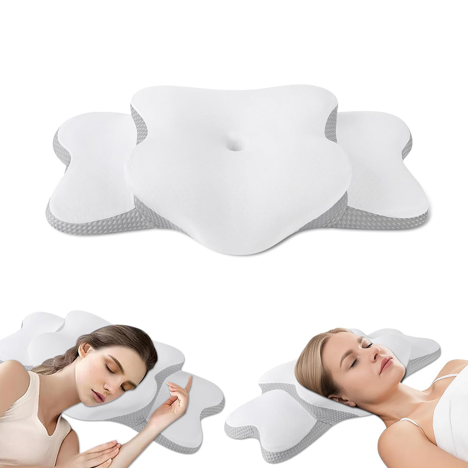 Generic Cervical Neck Pillow side sleeping view highlighting contour support for neck and shoulders