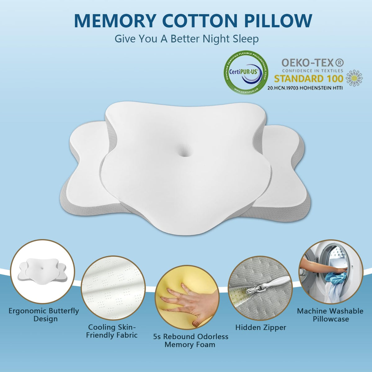 Generic cervical neck pillow removable cover is easy to clean and maintain