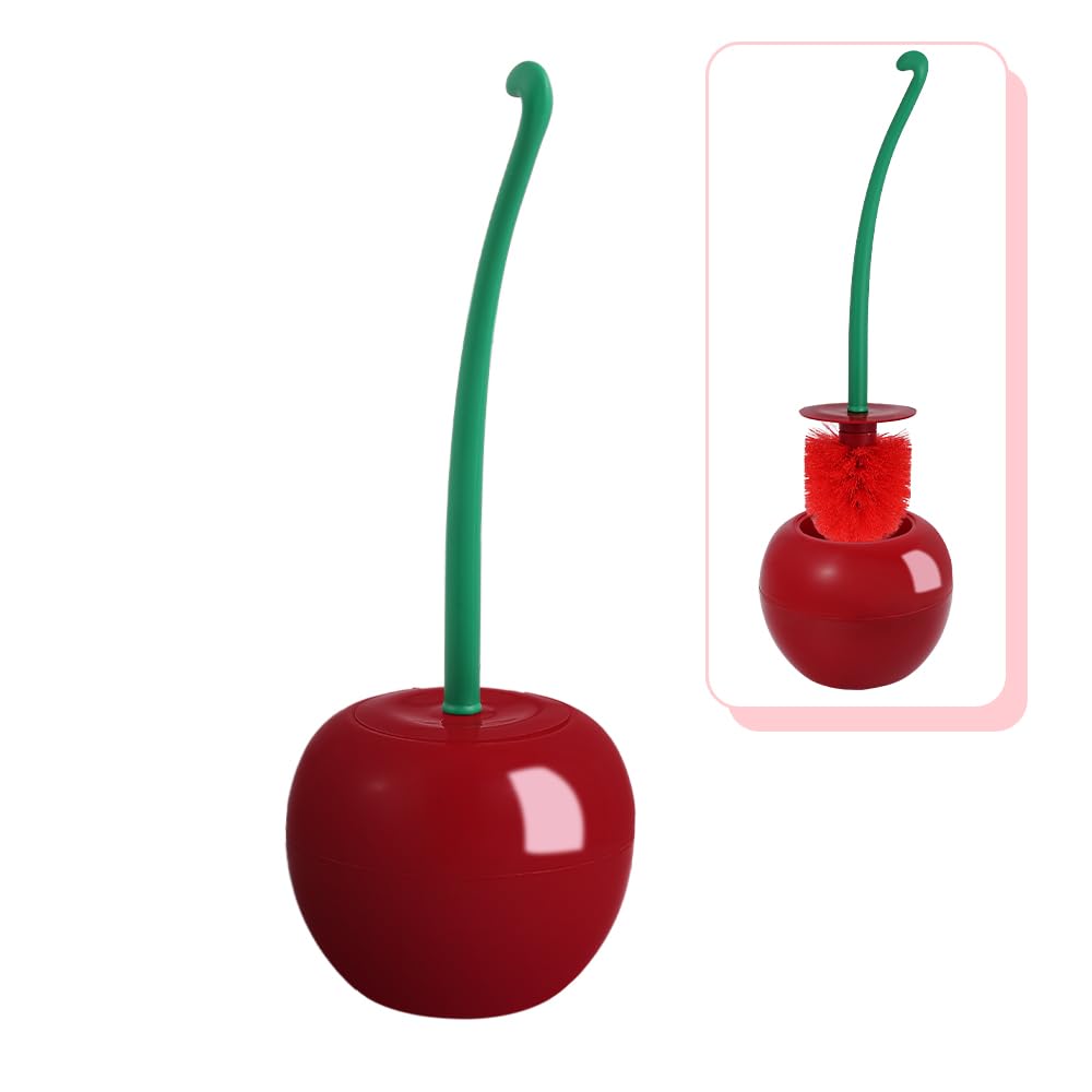 Generic Cherry Toilet Brush head with dense bristles cleans porcelain surfaces thoroughly.