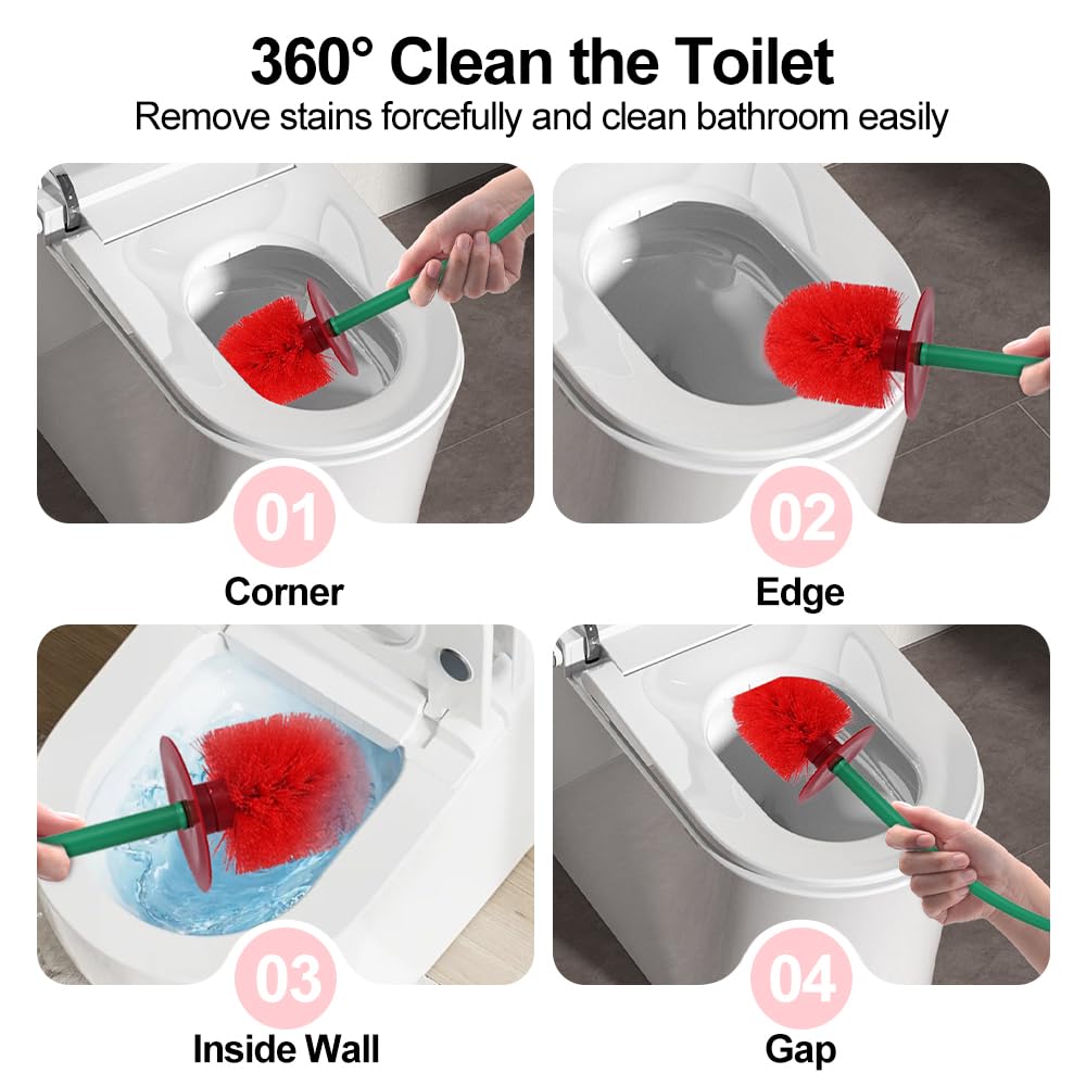 Generic Cherry Toilet Brush with hanging hole allows quick drainage after use.