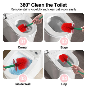 Generic Cherry Toilet Brush with hanging hole allows quick drainage after use.