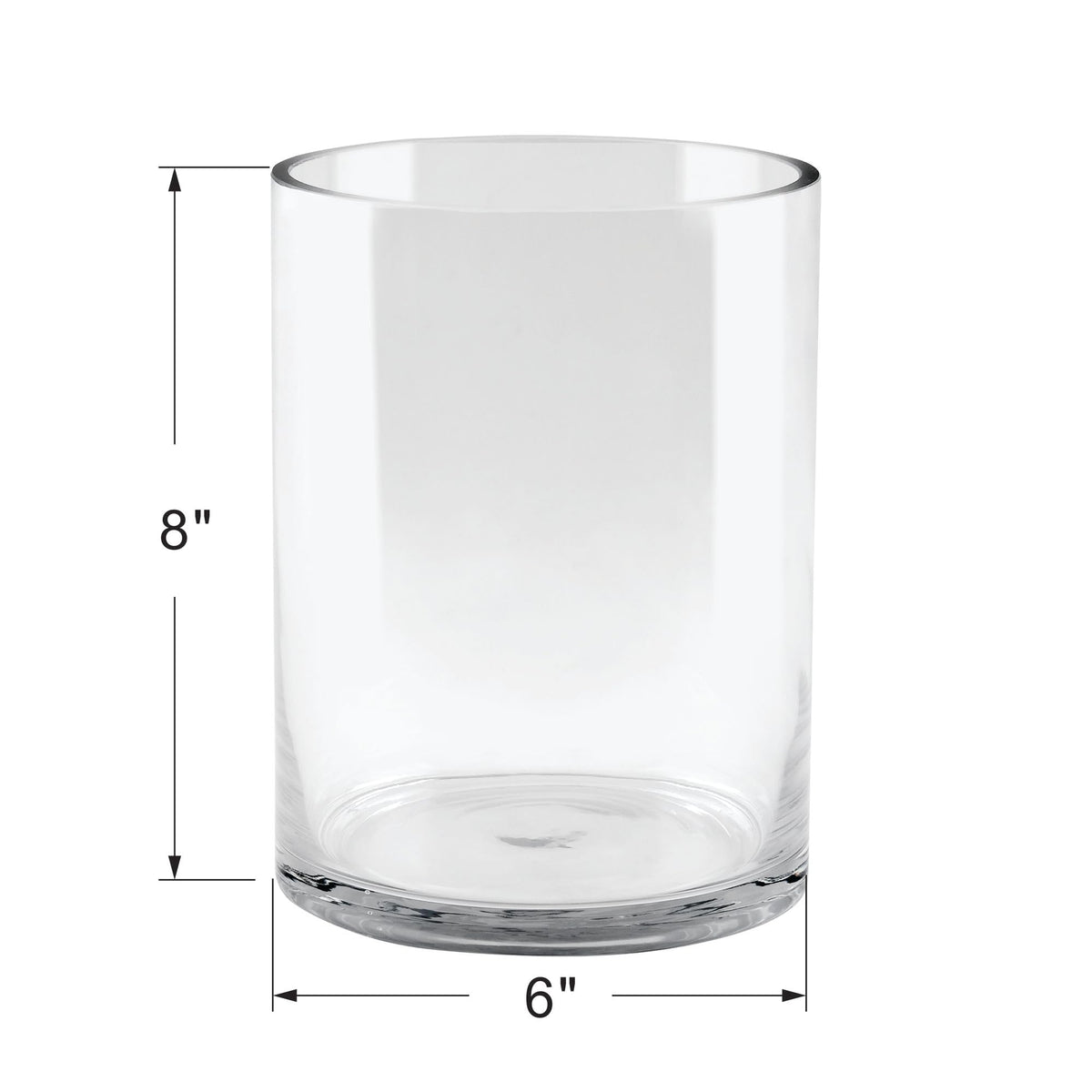 Generic clear cylinder vase viewed from top for pristine rose displays.